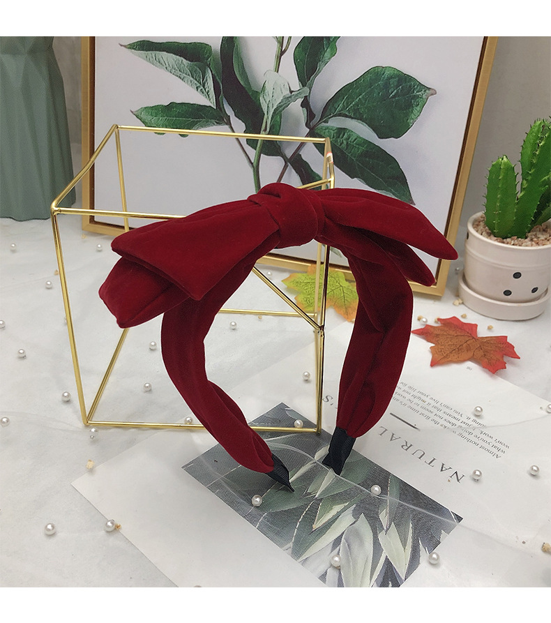 Korean New Flannel Autumn Double-layer Big Bow Broad-sided Non-slip Simple Headband For Women Wholesale display picture 9