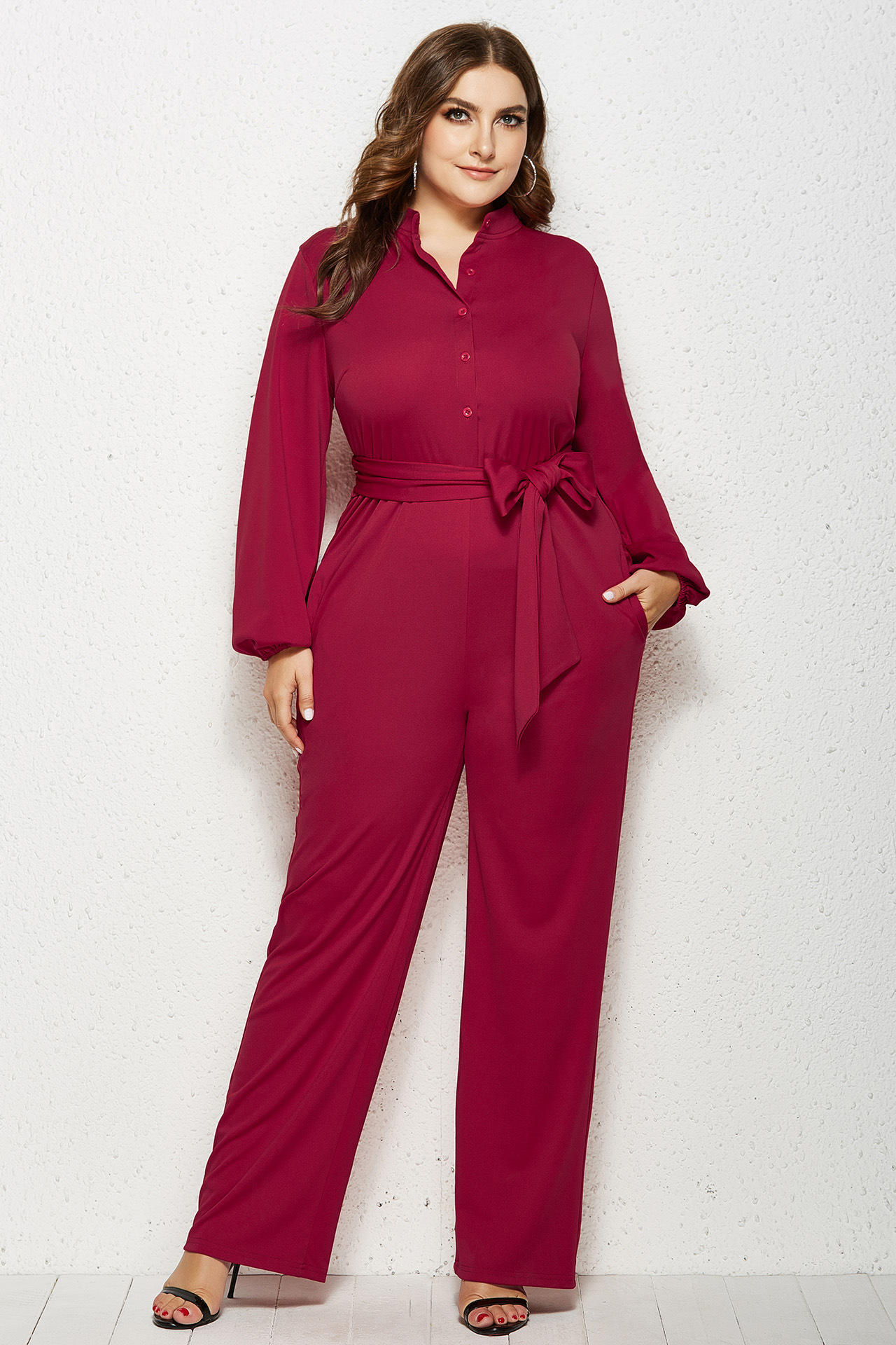 pure color fashion casual wide-leg jumpsuit NSLM33267