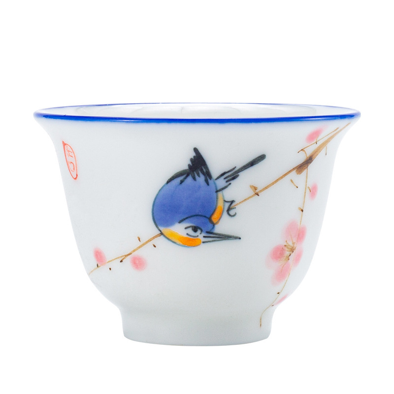Taza de té pintada a mano cerámica hogar Kung Fu juego de té taza de té porcelana blanca hecha a mano taza de té japonesa taza pequeña taza de té Dehua
