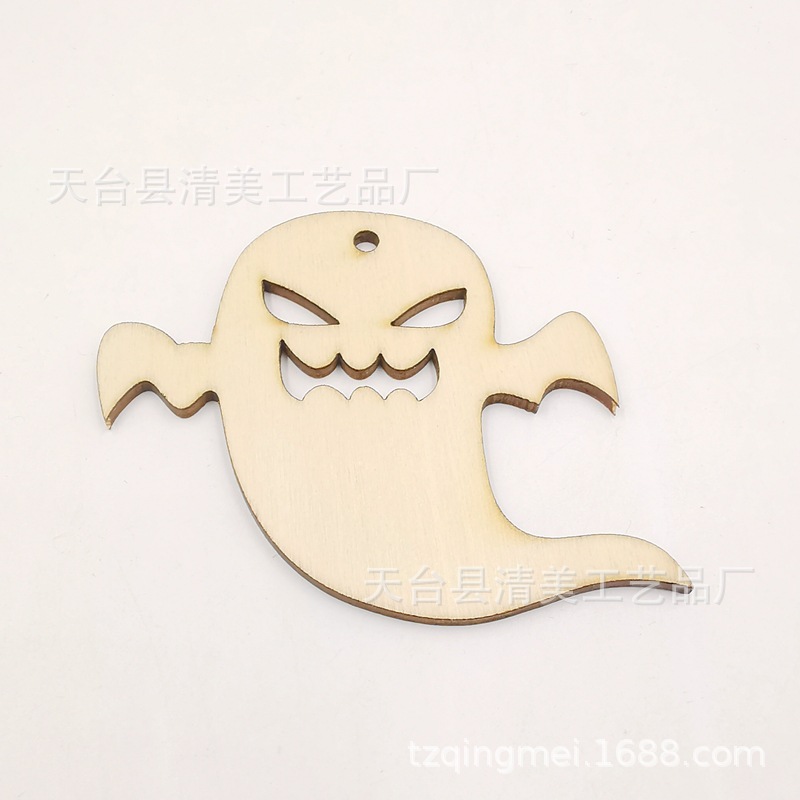 Madera Halloween madera botones decorativos Ghost Festival madera chips 10 unidades un paquete