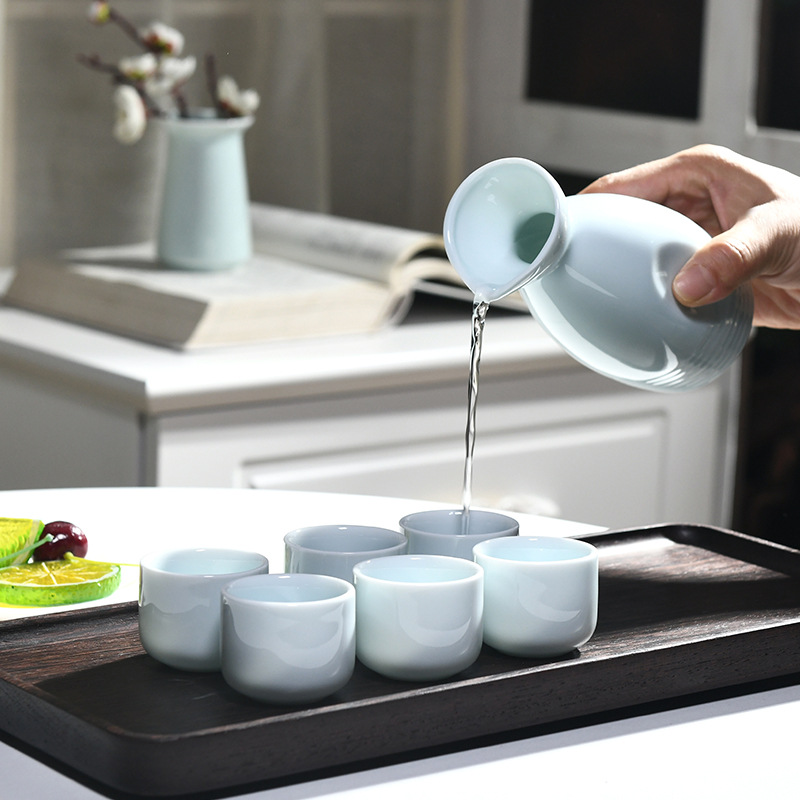 Japanese Style Ancient Style Ceramic Wine Set Wine Dispenser White Wine Strong Yellow Wine Cup Small Wine Glass Creative Wine Pot Home Set Gift