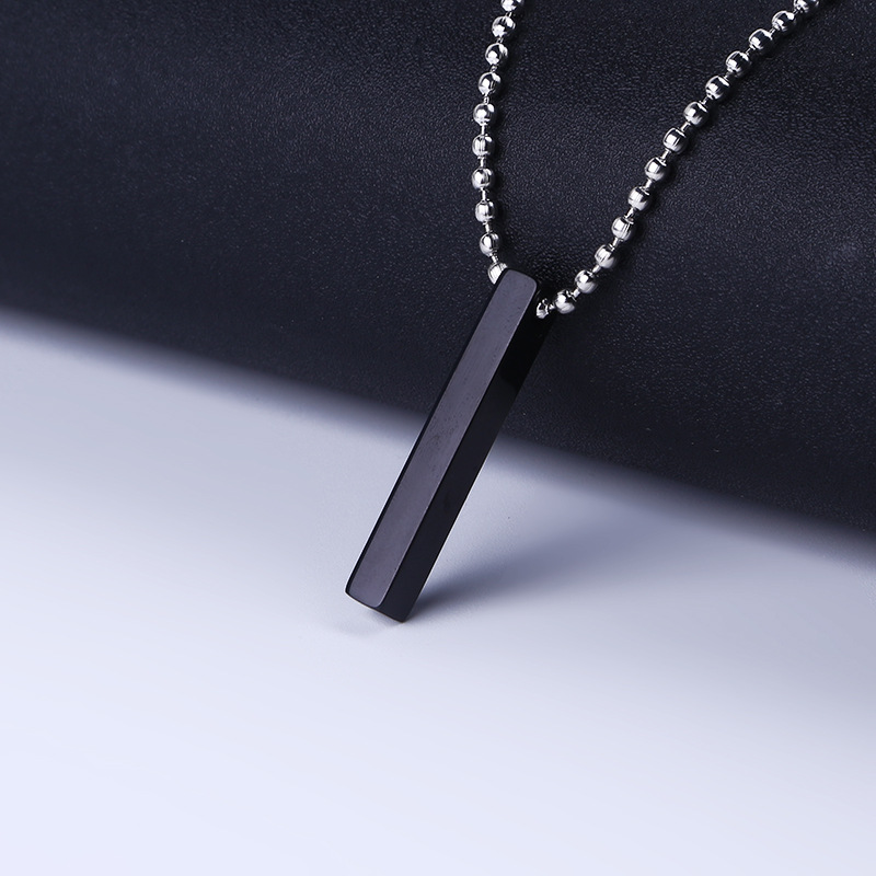 Stainless steel Three-dimensional long column titanium steel pendant lettering sweater necklace keychain laser advertising logo gift