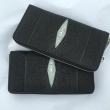 新款 泰國女士珍珠魚皮錢夾 簡單魔鬼魚皮錢夾包