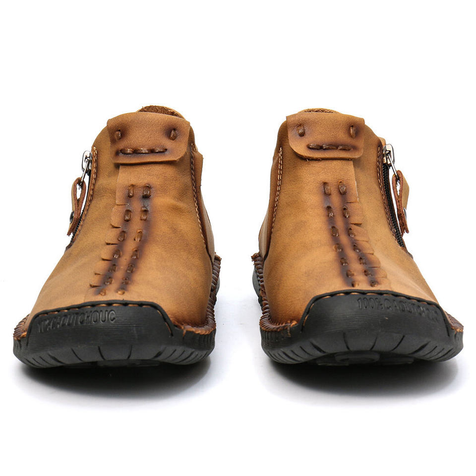 Giày bốt Martin nam cổ vừa khóa kéo bên, đế bằng, cỡ lớn — 6625 Màu Đỏ, 6625 kaki, 6625 kaki lót nhung, 6625 màu cát chi tiết 9