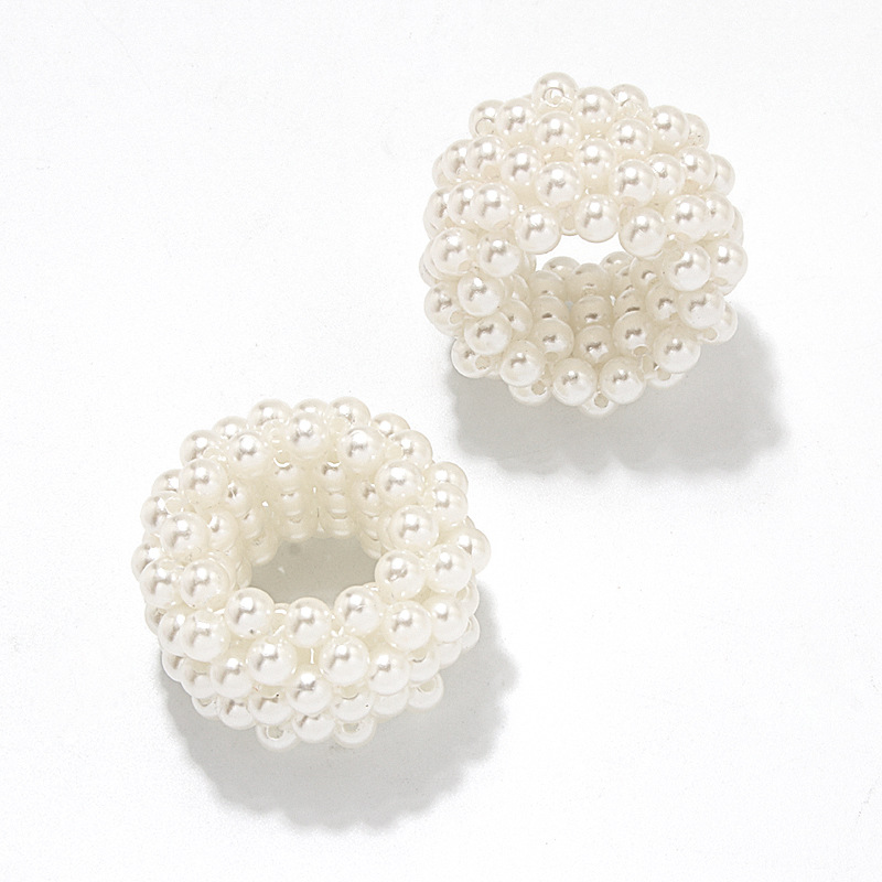 Estilo coreano perla cuerda de pelo Cola de Caballo hebilla tocado cabeza de bola alta elástico Internet celebridad ins cabeza cuerda cubierta de cuero banda de pelo lazo pelo