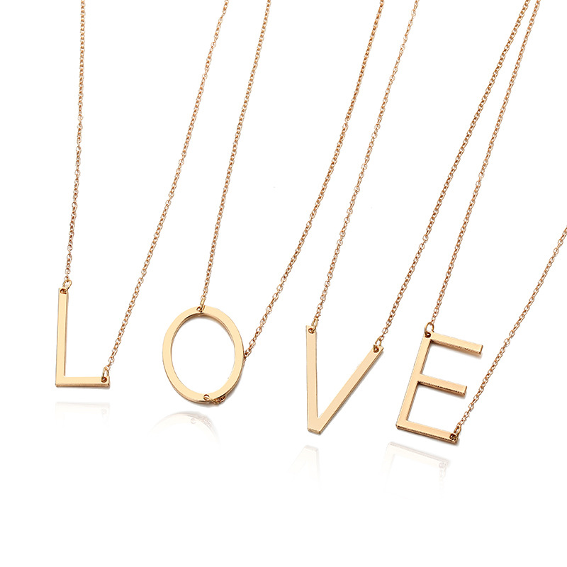 Europe and America Cross Border Hot Sale 26 English Letters Pendant Fashion Necklace Personalized Cr