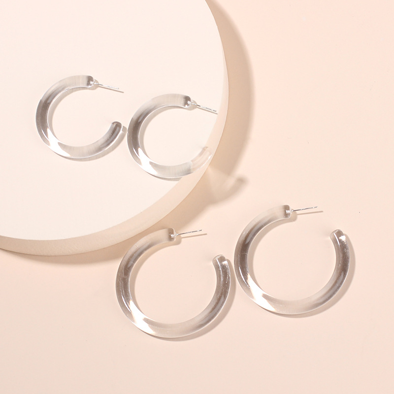 Fashion Geometric Circle C-shaped Earrings Niche Acrylic  Women's Earrings display picture 2