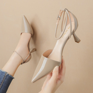 Fashion pointed shallow high heeled shoes with slim heels show thin sandals sexy women’s shoes