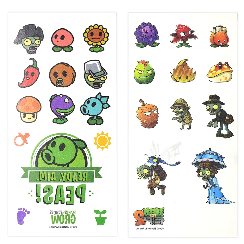 Набор тату-стикеров Plants vs. Zombies — творческая игрушка для детей, цвет лампы растения, полный набор