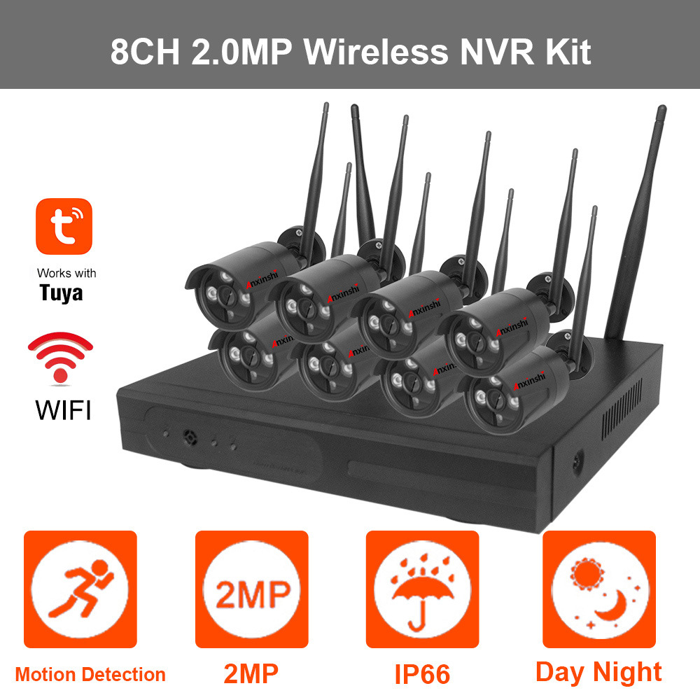 Sicherheitsüberwachung drahtloses WLAN-Kamera-Set 8-Kanal drahtloses NVR-Set Festplatte Video-Rekorder Netzwerkkamera