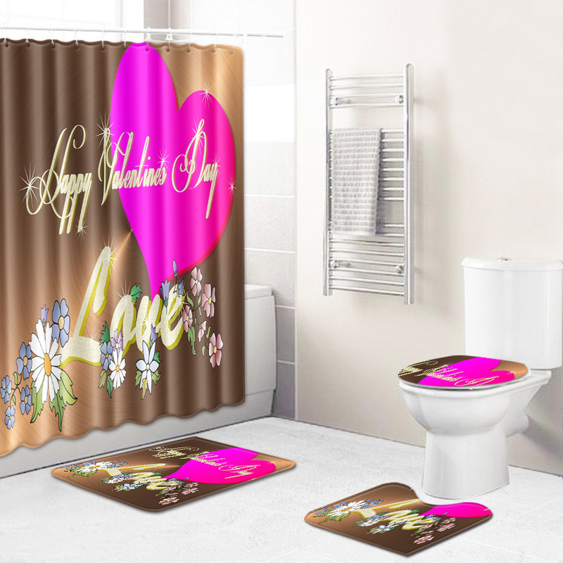 A batch of bathroom toilet mat shower curtain four-piece bath towel towel Tapestry tablecloth carpet pattern can be sent on behalf