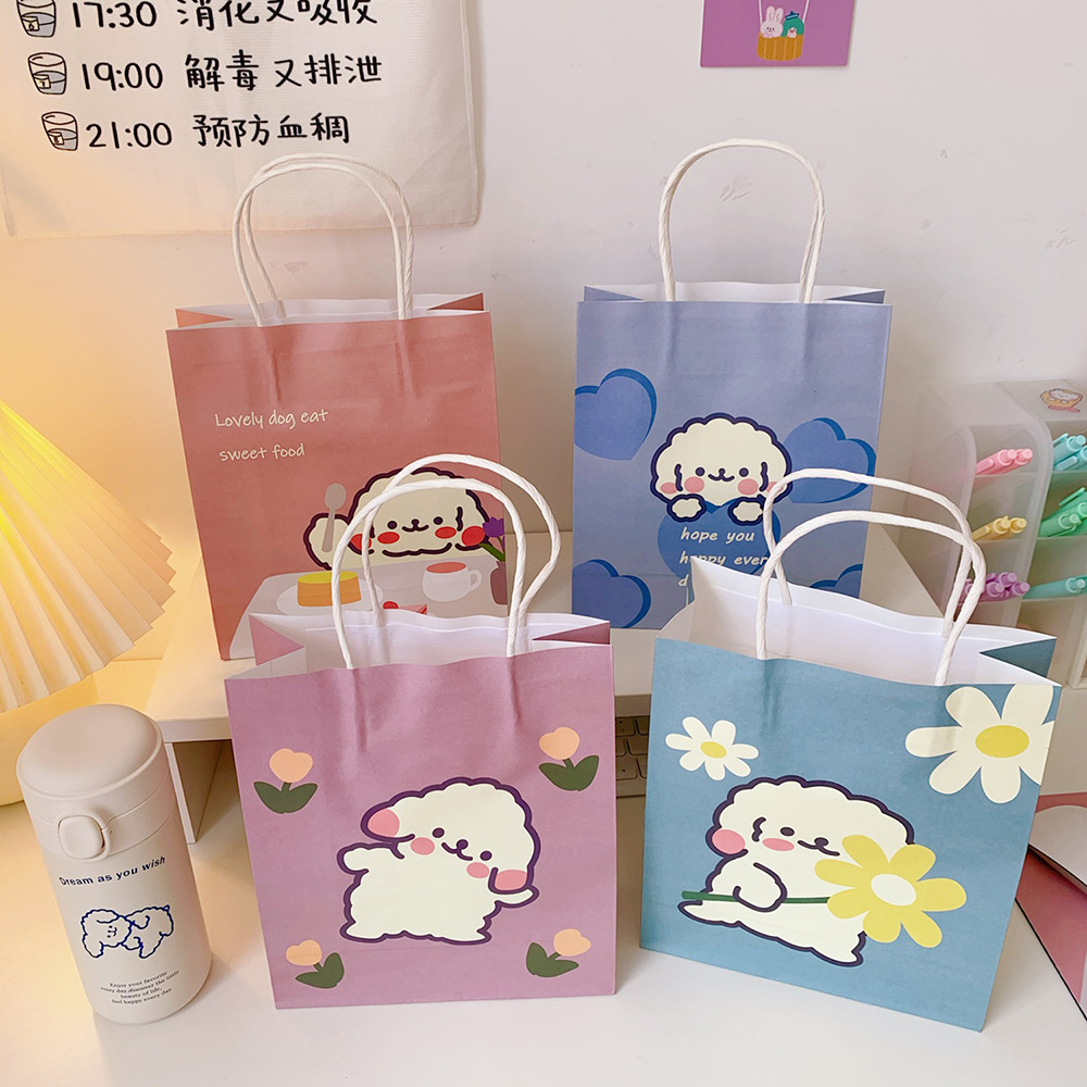 Cute simple cartoon white paper portable shopping packaging bagpicture4