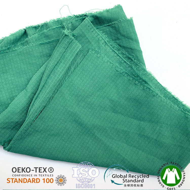 GRS certified RPET recyclable eco-friendly nylon plaid jacket children's clothing trench coat outdoor down jacket fabric