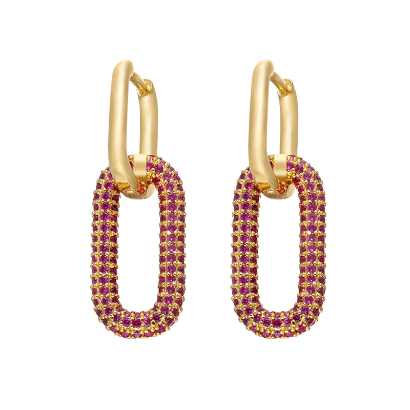 Diamants Colorés Double Boucles D&#39;oreilles Rectangulaires Bijoux En Gros Nihaojewelry display picture 3