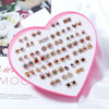 Earrings heart-shaped with letters, plastic cartoon set, 36 pair, European style
