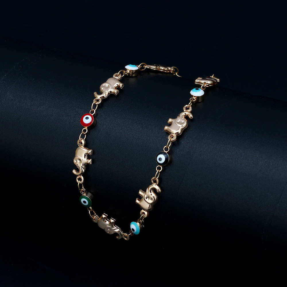 9g Weight Bracelets Classification Fashion Devil's Eye Elephant Copper Enamel Bracelets 1 Piece