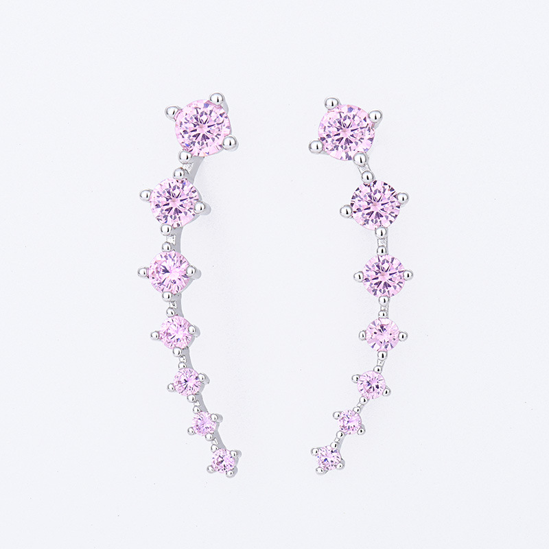 1 Paire Glamour Couleur Unie Placage Incruster Argent Sterling Zircon Boucles D'oreilles display picture 2