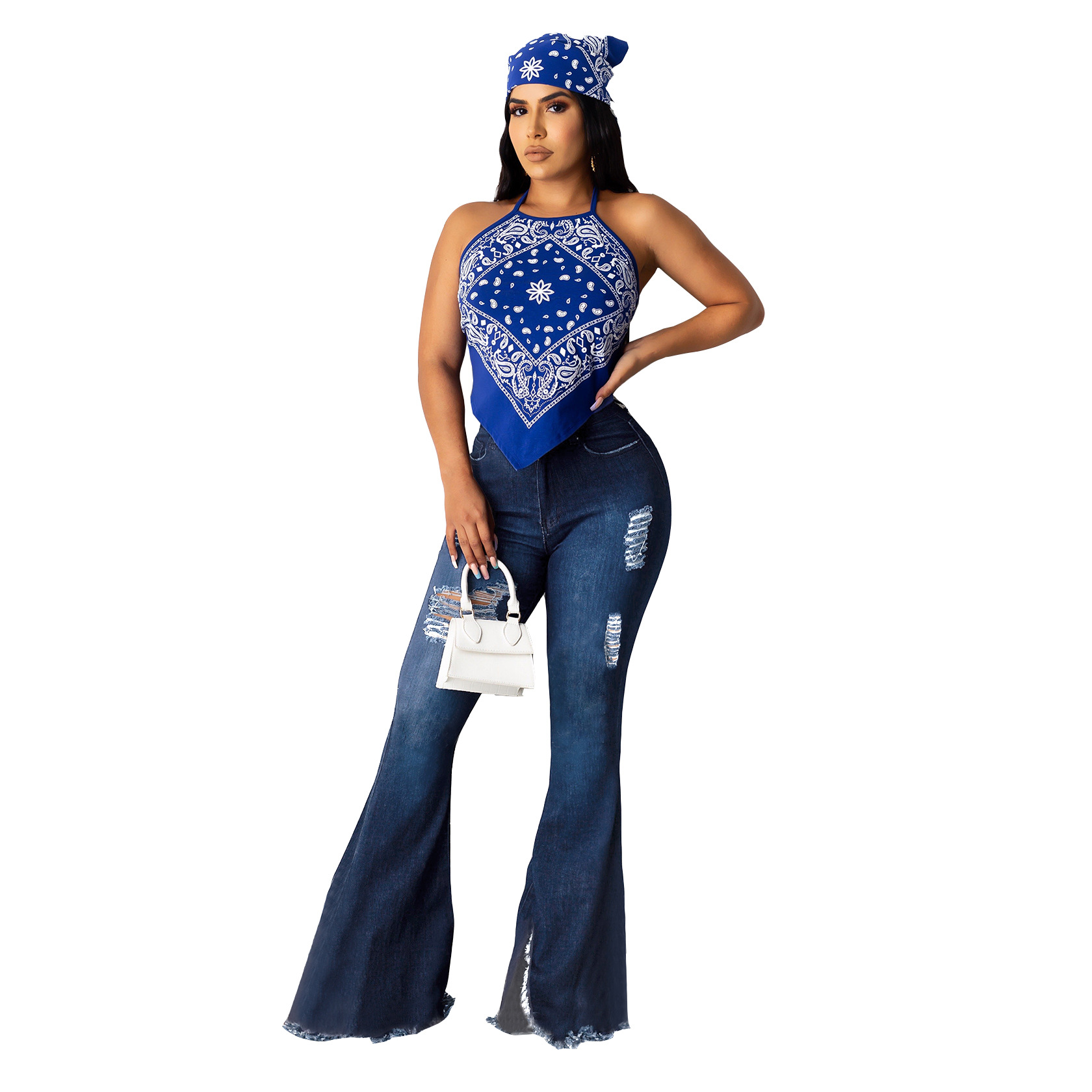 Naiste ühevärvilised vabaaja õhukesed teksapüksid_voghion.com