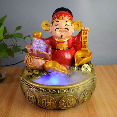 Fortune cat Feng Shui round Flowing water fountain Rockery a living room Reception Cashier The opening Move Housewarming gift Decoration