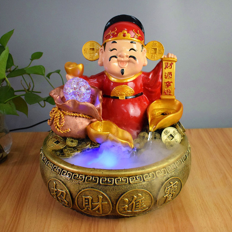 Fortune cat Feng Shui round Flowing water fountain Rockery a living room Reception Cashier The opening Move Housewarming gift Decoration