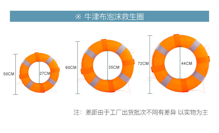 牛津布实心泡沫救生圈 船用大浮力游泳圈 地中海装饰游泳圈详情1