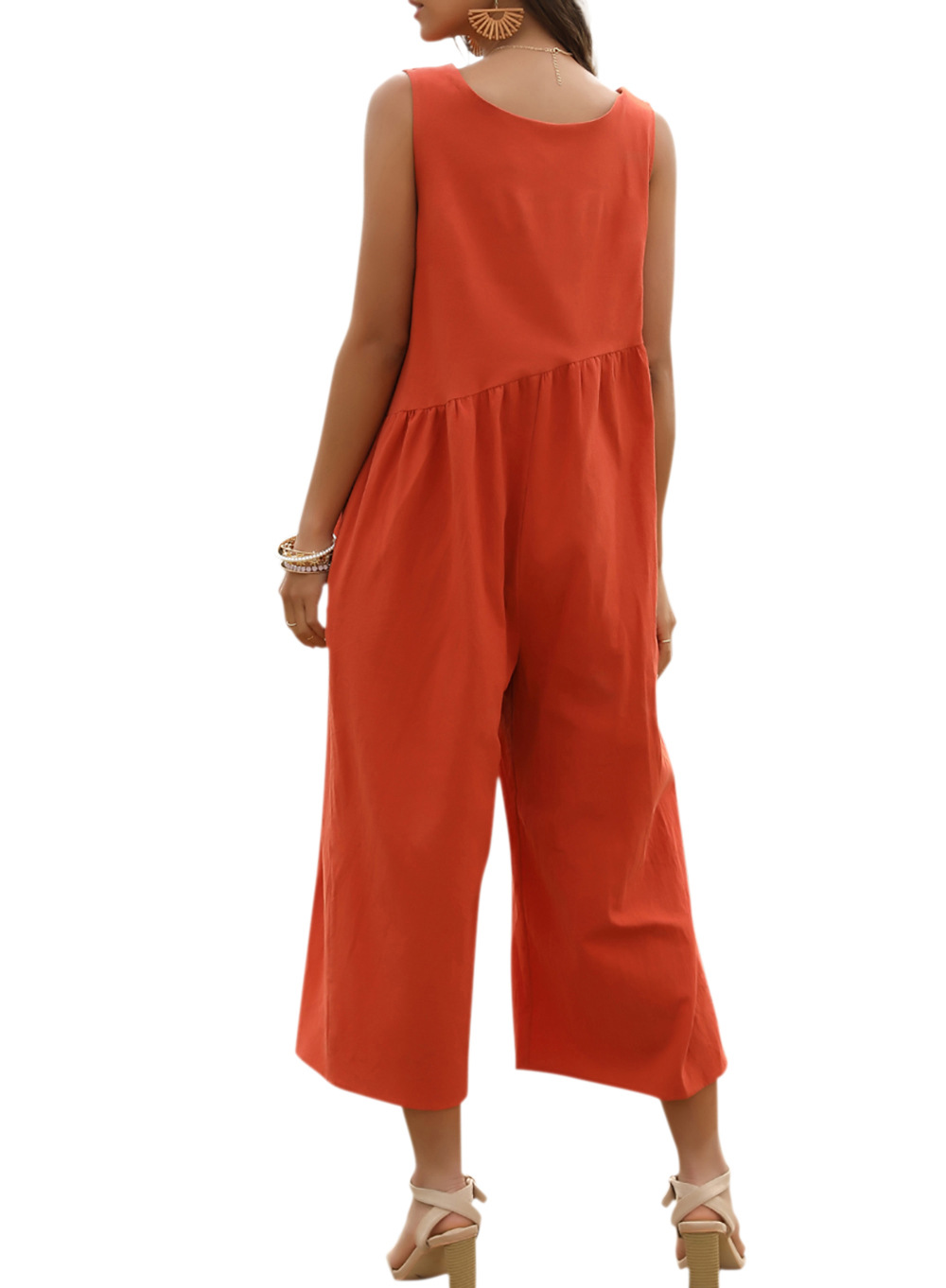  fashion women s V-neck strap sexy solid color jumpsuit NSDF1479