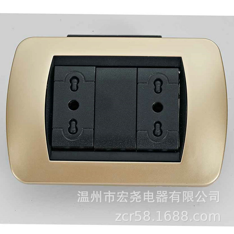 欧盟 欧式墙壁插座 双联意大利插座 二位意式三孔墙壁插座 出口