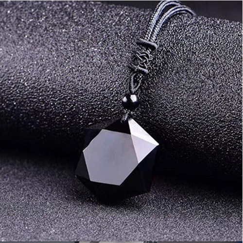 Obsidian pendant, pendulum energy stone, obsidian six-pointed star necklace, men's and women's sweater chain, jewelry wholesale