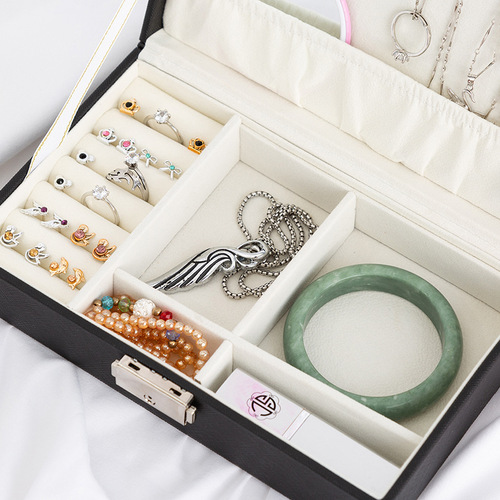 Portable jewelry box, multi-functional jewelry organizer, cross-border earring, ring, and necklace storage organizer