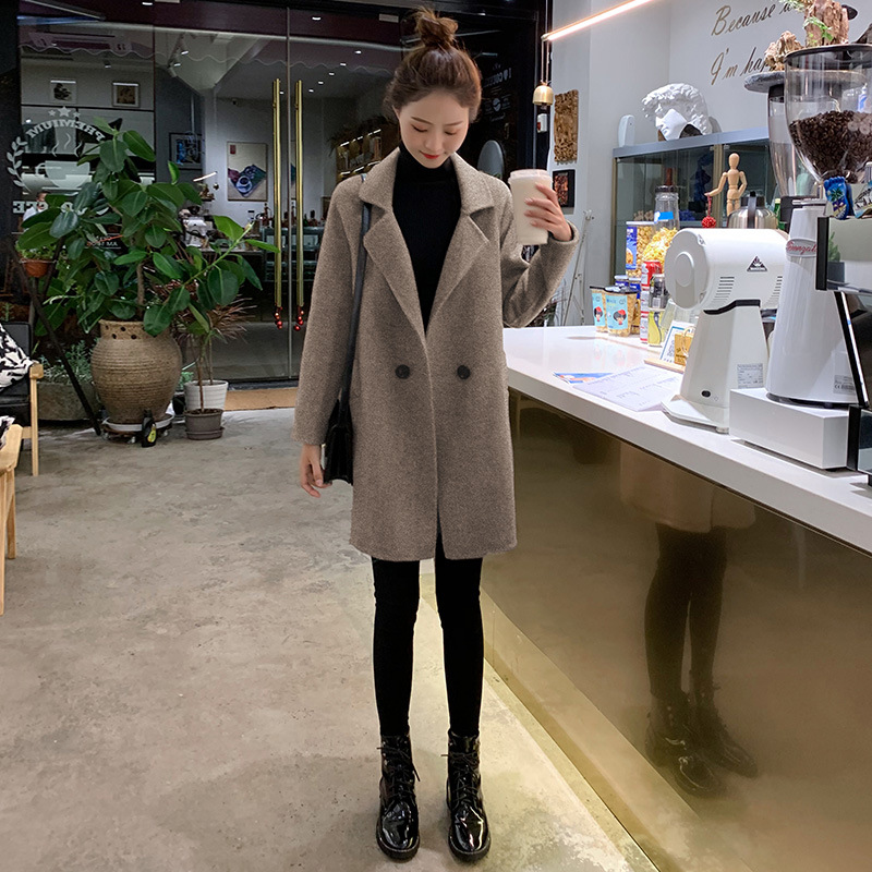 Mid length version Woollen cloth overcoat Autumn and winter new pattern Large Fat sister Show thin By age temperament suit Woolen coat