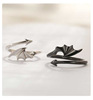 Angel Demon Wings Couple Ring Fashion Men and Women's Live Ring Personality Cold Wind Black and White Wings