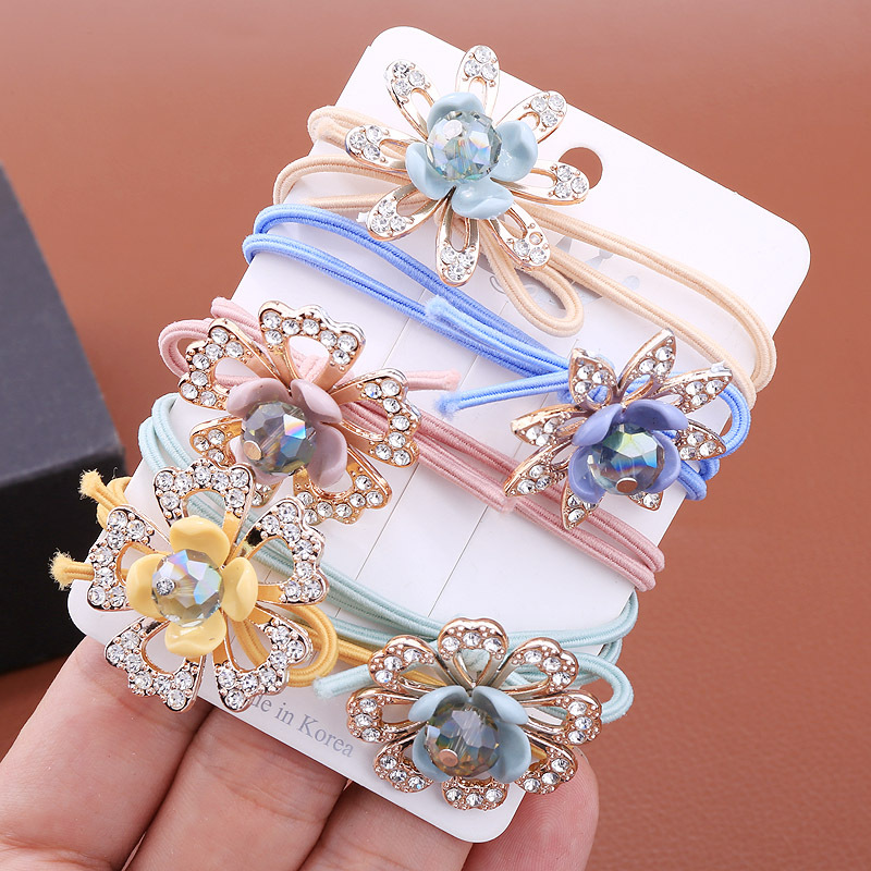 Sweet Flower Cloth Rhinestone Hair Tie 1 Piece display picture 1