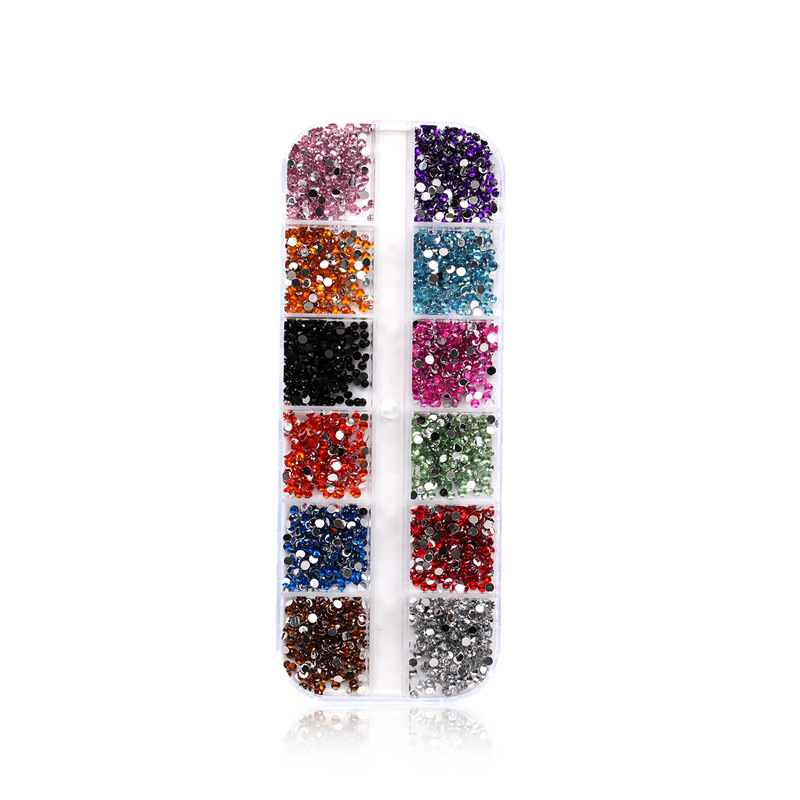 Clip de taladro de uñas transfronterizo traje de diamante 12 rejilla color diamante joyería taladro pluma pinzas de acero inoxidable conjunto de tres piezas