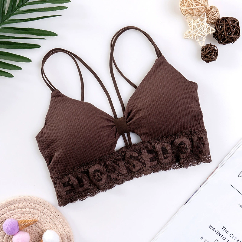 Lace Tube Top Bralette, Push-Up Wireless Bra Top, French-Style, One Size (Women)