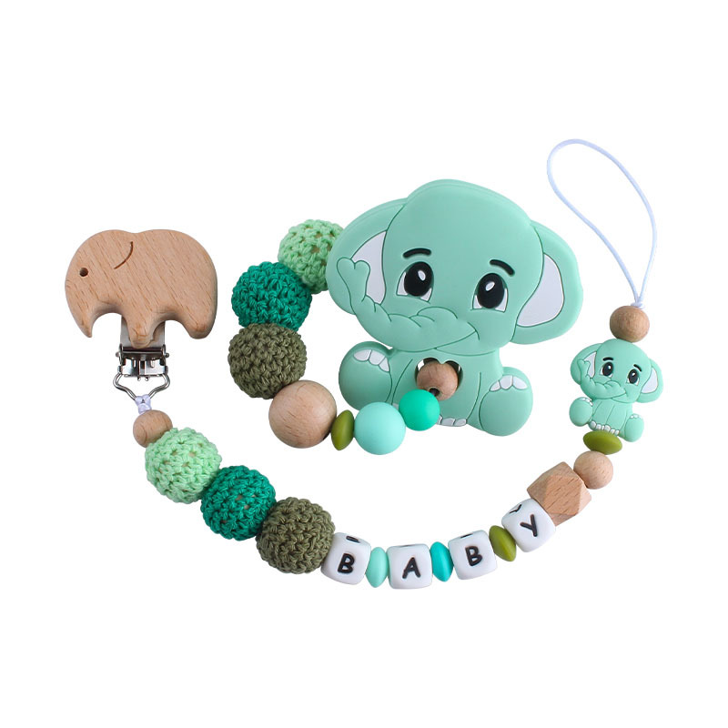 Nueva haya chupete clip elefante mordedor pulsera bebé de silicona elefante molar juguete chupete cadena anti-caída de la cadena