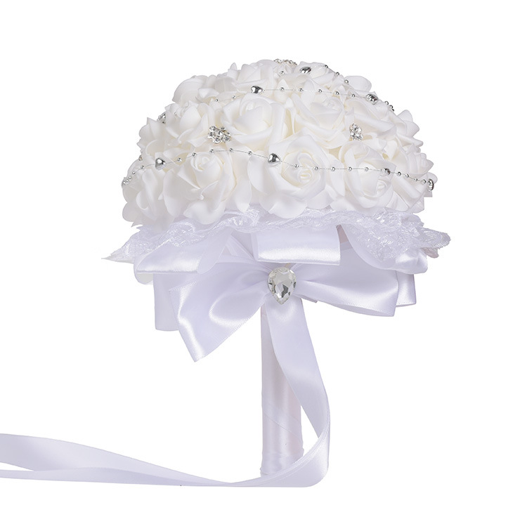 Wedding products: Western-style creative hand-held bouquets, white artificial roses, bride's wedding hand-held bouquets, wedding supplies detail image 10