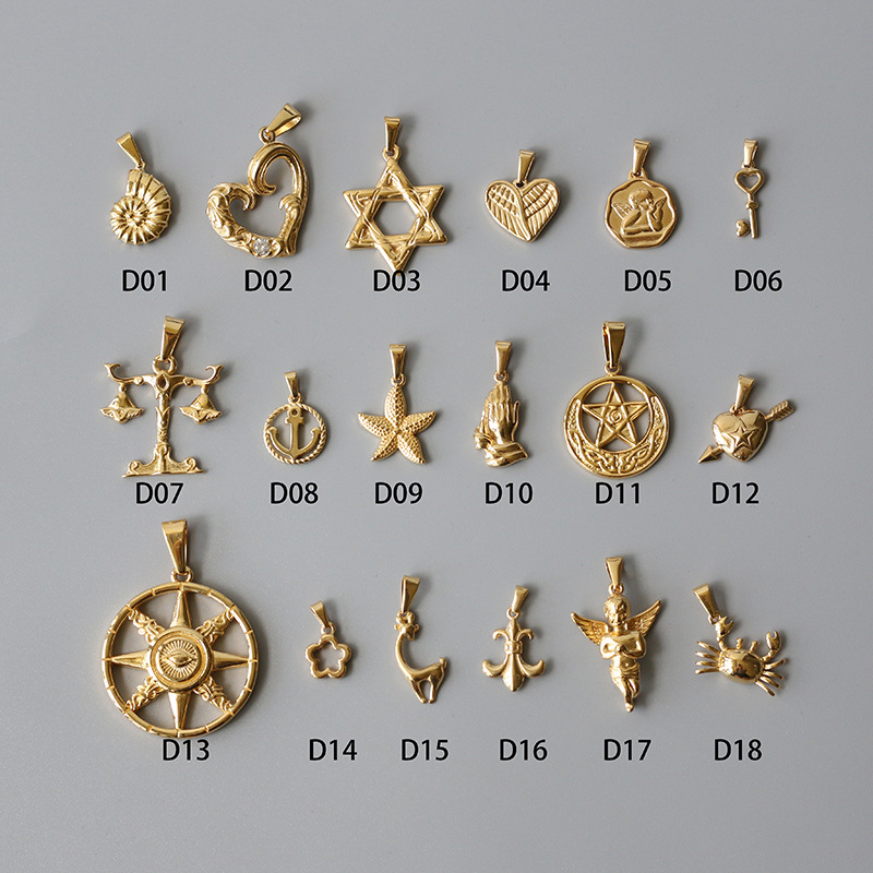 Stereo Eight Pointed Star Angel Libra Titanium Gold-plated Pendant Wholesale Nihaojewelry