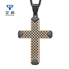Original Fashion Trend Stainless Steel Men's Pendant Titanium Steel Dual Color Matching Cross