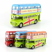 合金1:50英國倫敦雙層觀光巴士公交車玩具模型聲光回力散裝