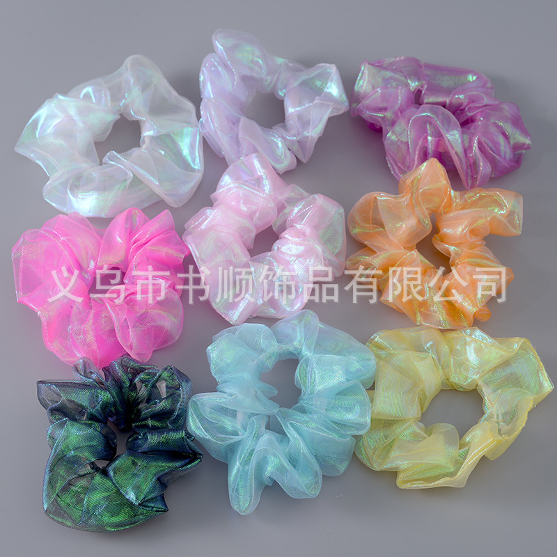 日系少女网红大号大肠发圈 幻彩光泽发圈 炫彩大肠圈现货批发|ms