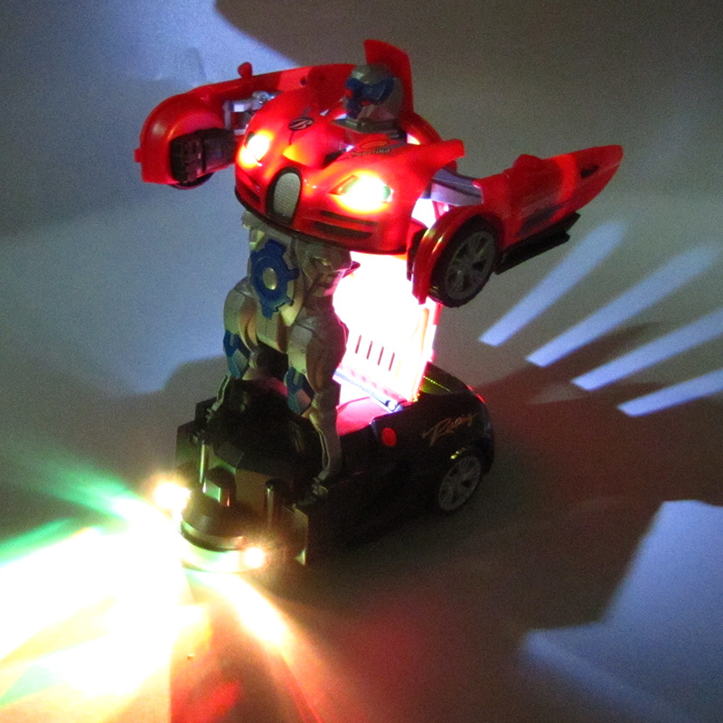 Tiktok mismo eléctrico universal deformación coche robot luz música juguete modelo de coche para niños Venta caliente al por mayor