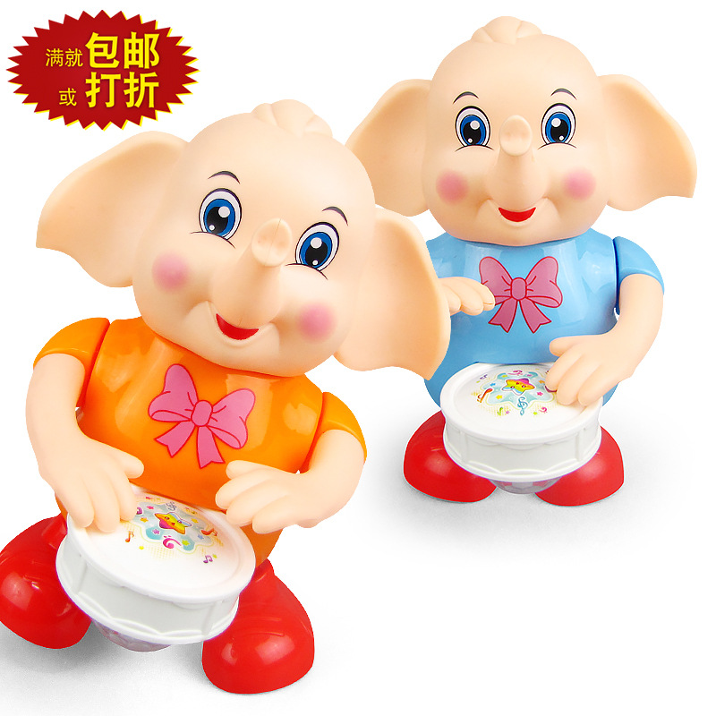 Douyin mismo estilo tambores algas elefante bailando lindo elefante cantando caminando columpio juguete muñeca eléctrica Taobao Venta caliente