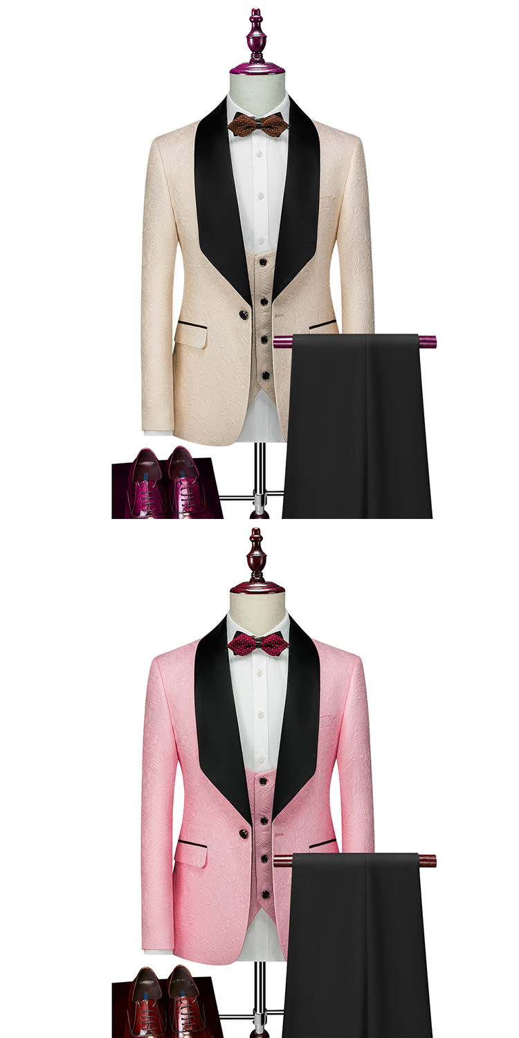 Men's Clothing new business casual suit suit men's wedding groom's dress hall suit three piece suit_viptrois.com