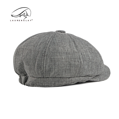 Octagonal hat for men, spring and summer thin breathable imitation hemp duck cap for men, British retro casual beret hat for women