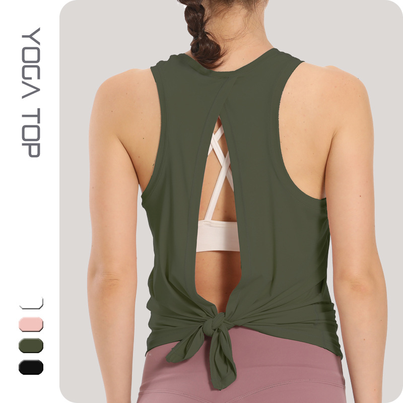 2021一件代发春夏新款时尚瑜伽服罩衫上衣运动无袖时尚健身服女