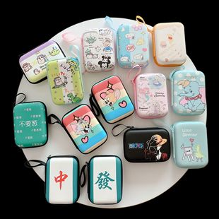 Rectangular Cartoon Headset Storage Bag Large Coin Purse Mobile Power Charger Data Cable Long Bag Storage Box