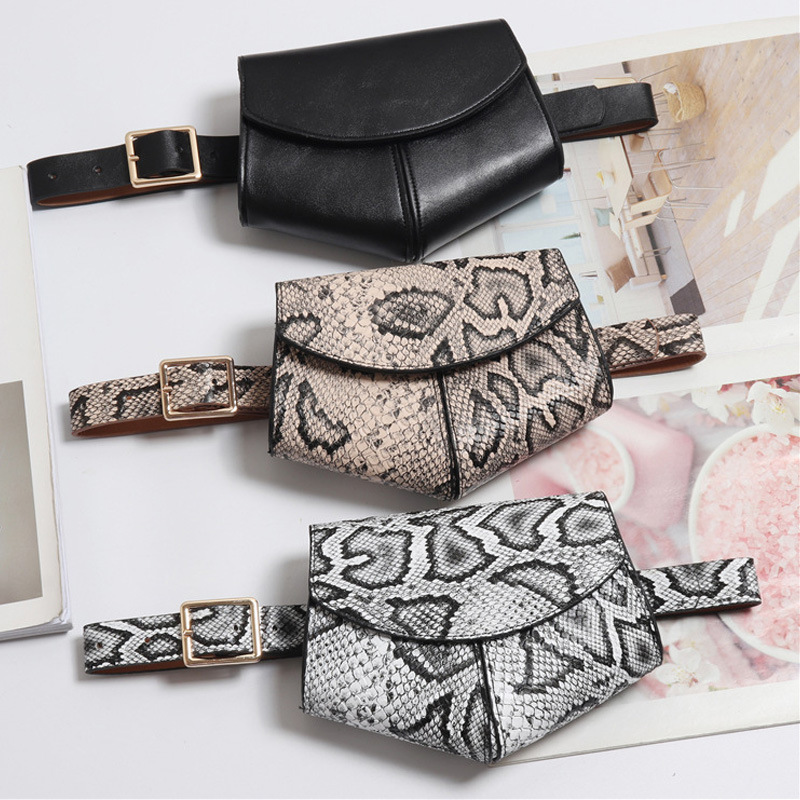 Lingge Japanese and Korean Style Bag Female Snake Pattern Peach Heart Waist Bag Belt