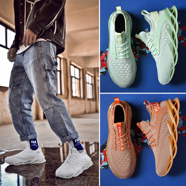 Men’s shoes with large blade fish scale pattern Chaofei woven mesh and breathable running