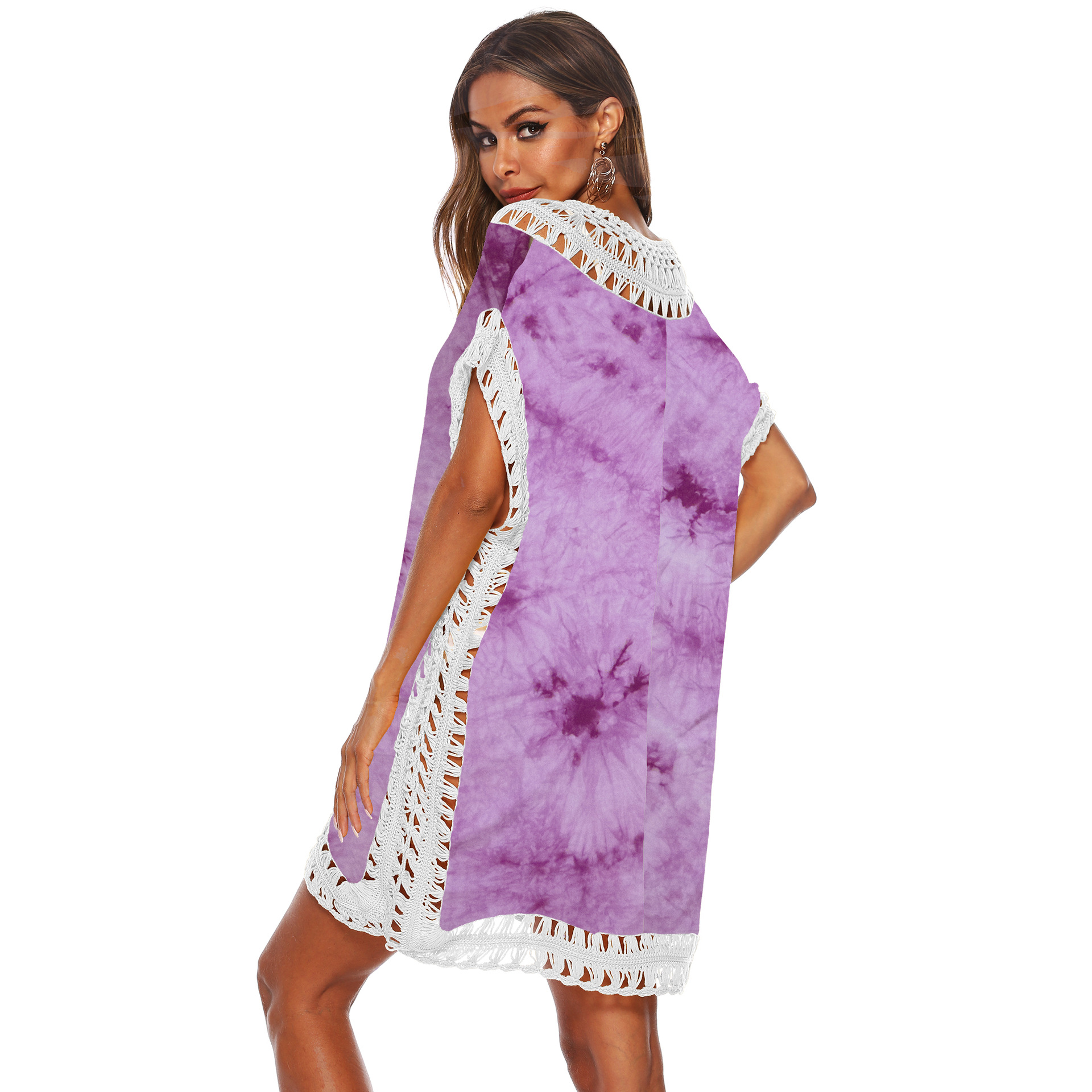 popular tie dyeing stitching V-neck beach dress NSOY26797