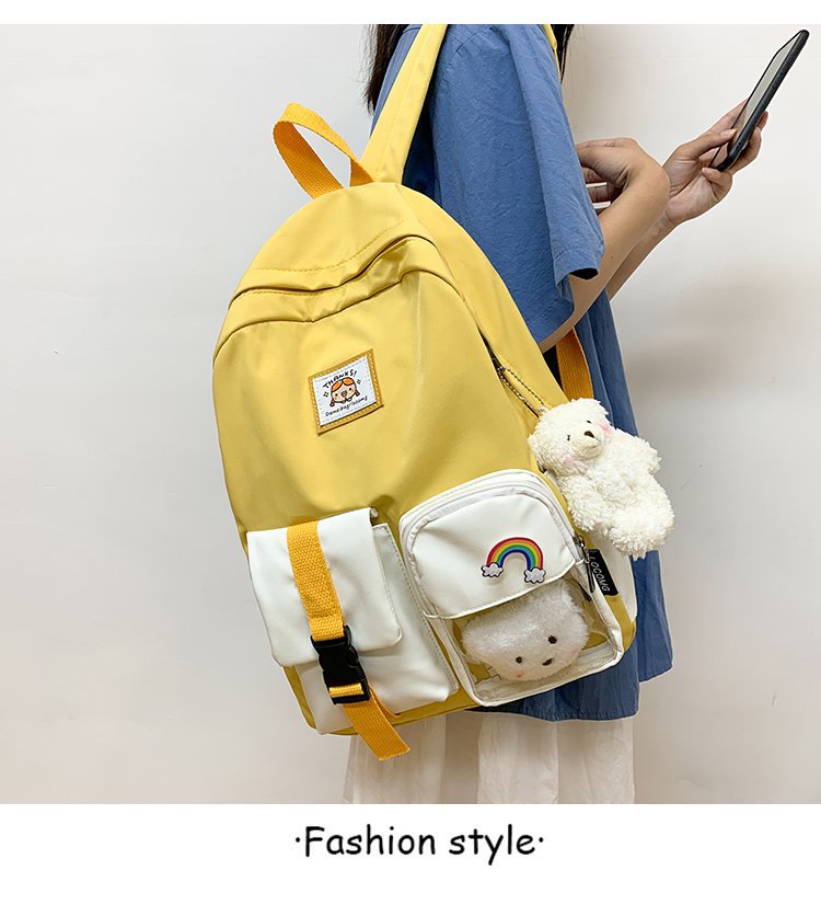 Korean Student Hit Color Backpack Soft School Bag display picture 31